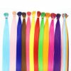 100 Strands 20" Party Colors Hair Extensions Kit I-Tip Fusion Long Straight Hairpieces Synthetic Heat Resistant Highlight Feather Micro Ring Hair Accessories, Include 100 Microbeads with Hook Tool