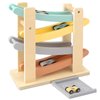 Wooden Car Ramp Toy for 1-2 Year Old Boy Girl Gifts - 4 Level Toddler Car Ramp Race Track Set with 4 Mini Cars & Garage - Montessori Baby Toys for 1 Year Old Christmas Birthday Gifts