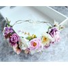 LLinfflr Rose Flower Crown Flower Garland Headband Hair Wreath Floral Halo Headpiece Boho with Ribbon Wedding Party Photos Pink