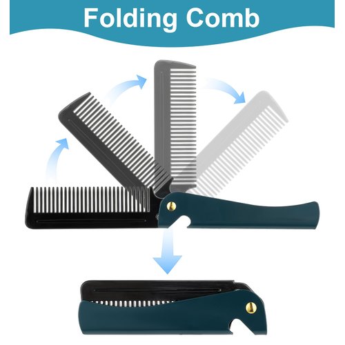 Men's Folding Comb with Cover for Travel and Grooming - Ideal for Beard Detangling and Styling