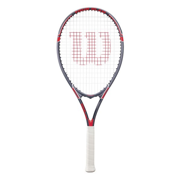 Wilson Tour Slam Adult Recreational Tennis Racket - Grip Size 3 - 4 3/8", Red/Grey