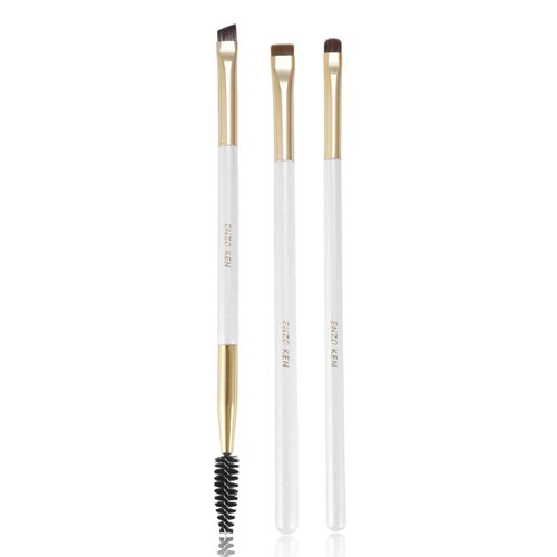 ENZO KEN Flat Angled Eyebrow Brush & Fine Angled Eyeliner Brush & Eyelash Brush Set, Fine Angled Brow Brush, Flat Eyebrow Brush, Eyeliner Brush, Winged Eyeliner Brush Angled. (163-3P)