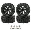 4x 1:10 RC Monster Truck Car Wheels Rubber RC Tires with 7 Spokes Wheel Rim Black RC Parts