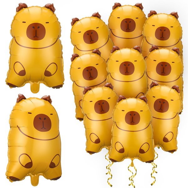 VercanMonth 24 Pcs 17 Inch Capybara Balloons Aluminum Foil Inflatable Capybara Balloon Capybara Birthday Decorations Happy Capybara Decor for Wedding Animal Theme Party Backdrop Party Supplies