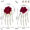 2 Pieces Halloween Skeleton Hands Hair Clips Rose Flower Skull Hair Barrettes Claws Hand Bone Hair Clip Halloween Gothic Hair Accessories for Women Girls Cosplay Horror Party Supplies
