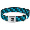 Buckle-Down 11-17" Checker Trio Baby Blue/Black/Turquoise Dog Collar Bone, Medium