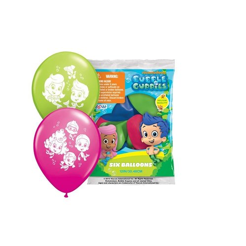 Pioneer National Latex Bubble Guppies 12" Latex Balloons, 6 Count