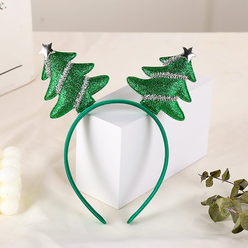Christmas Tree Headbands Christmas Glitter Hair Hoops Cute Green Headband Christmas Trees Hair Decorations Merry Christmas Hair Band Sparkly Festive Holiday Party Hair Accessory for Women Girls
