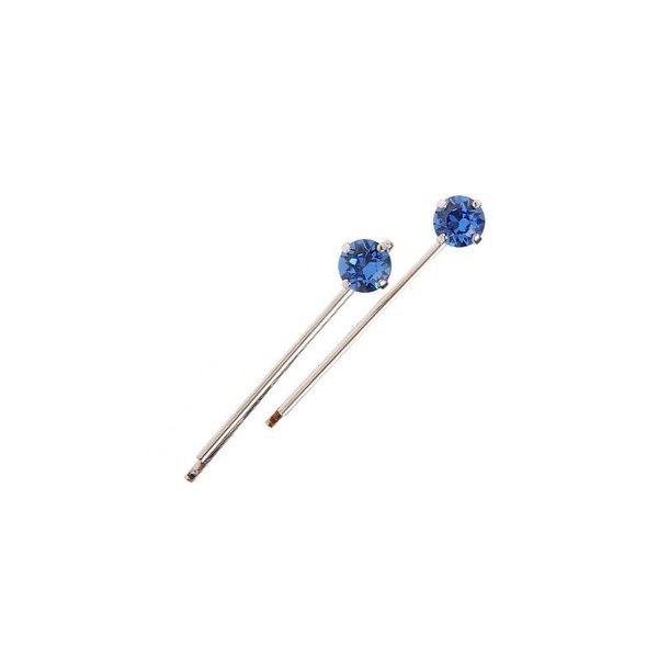 L. Erickson Little Gem Bobby Pin Pair - Sapphire/Silver
