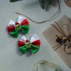 Christmas Hair Bows Green Monster Hair Clips for Girls Kids Handmade Grosgrrain Hair Bow Clip Grosgrain Ribbon Bows XMAS Hair Accessories for Christmas Party Decor, Red & Green & White