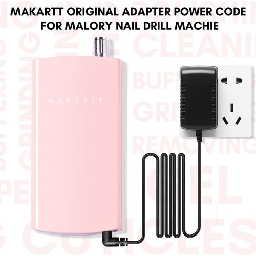 Makartt Original Power Charger Adapter for Malory 30000RPM Rechargeable Nail Drill Machine, 12V 2A AC Battery Power Supply Cord for Electric Nail File Drill, Manicure Nail Tech Art Salon Home DIY