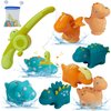 Bath Toys for Kids Ages 1-3 - Magnetic Fishing Toy with Fishing Rod, 8PCS Water Table Toys Soft Rubber Dinosaurs Fishing Game Floating Pool Bathtub Water Toys for Age 1 2 3 4 Year Old