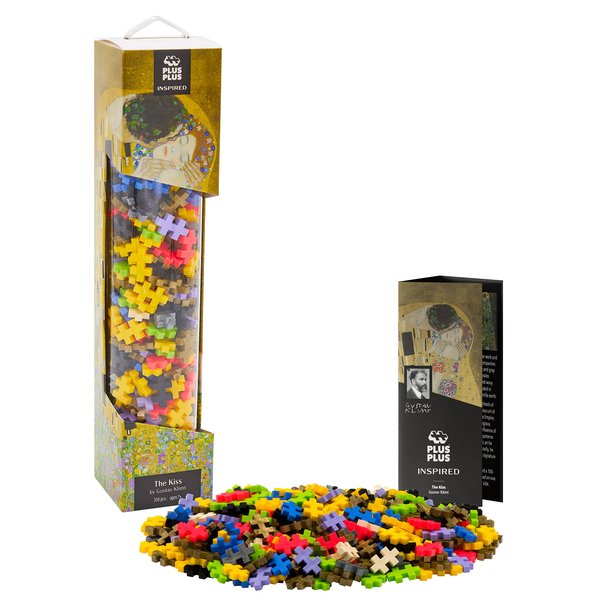 PLUS PLUS Inspired Art History Building Set, 3D Painting Kit & Craft Supplies for Kids, 350 Mini Interlocking Open Ended Pieces - Klimt, The Kiss