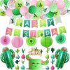 Cactus Party Decorations Fiesta Cactus Birthday Party Supplies Cactus Happy Birthday Party Banners Paper Lanterns Balloons Cake Toppers for Tropical Mexican Fiesta Party Decorations