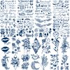 30 Sheets Semi-Permanent Tattoos for Women Inspirational Words Tattoo stickers, Wild Flower Floral Rose Sunflower Bouquet Body Dark Blue Fake Tattoos for Adult Men Kids, Lasting 1-2weeks Tiny Tattoo Stickers (Dragonfly)