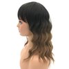 JOLNVCA Short Wavy Bob Wig with Bangs Black Ombre Brown Wigs Women Girls Shoulder Length Bob Curly Wigs Heat Resistant Synthetic Wig Daily Party Cosplay Wig