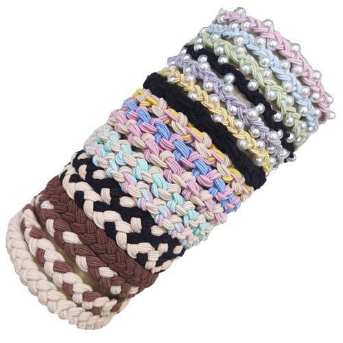 i-lan 18pcs Knitted Boho Elastics Hair Ties No Damage for Women,Girls,Braided Hair Bands Ponytail...