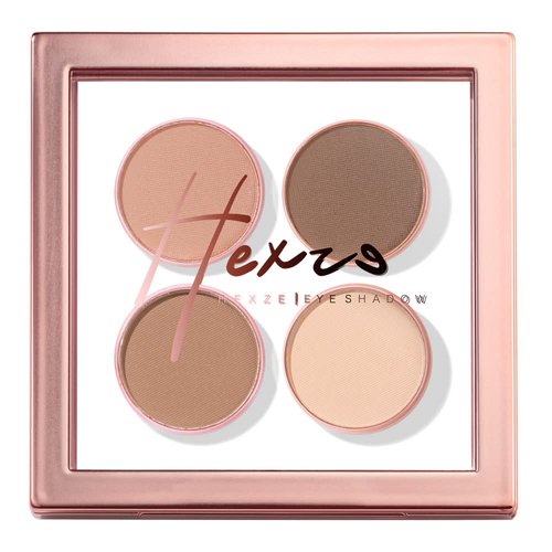 HEXZE Eyeshadow Quad, Longwear Eye Shadow Palette, Blendable Pigmented Velvety Matte, Metallic Shimmer Finishes, Soft Feel, F01