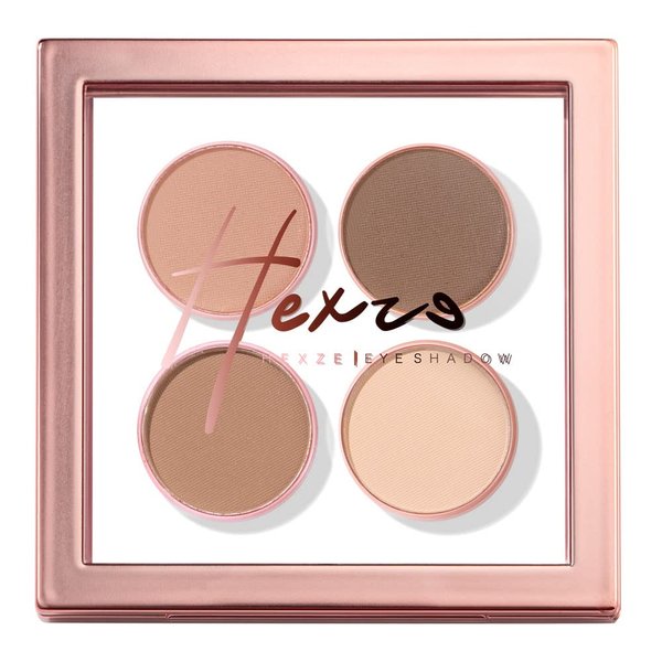 HEXZE Eyeshadow Quad, Longwear Eye Shadow Palette, Blendable Pigmented Velvety Matte, Metallic Shimmer Finishes, Soft Feel, F01