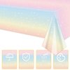 QUERICKY 4 Pack Pastel Rainbow Tablecloths, 108x51'' Plastic Disposable Rectangle Pastel Rainbow Table Cover for Girls Rainbow Birthday Party Decorations Baby Shower Party Supplies