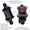 Hmknana IP67 Waterproof Inline Cord Switch 12V DC 20A DPST 4Pin 2 Position On Off Outdoor Toggle Switch with Red Light Rocker Button,Two-Side Entry & Exit Line