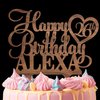 Happy Birthday Customize Birthday Cake Topper Personalized Name Age Cake Topper With Heart Cake Decoration For Party Wood