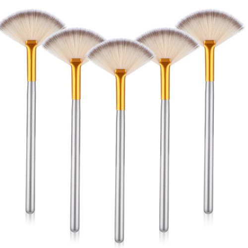 Fan Brushes Esthetician 5 Pcs Fan Facial Brushes Fan Mask Brushes Face Mask Acid Applicator Soft Facial Applicator Brushes Tools Makeup Cosmetic Multi Use For Peel Mask Makeup Mud Cream (Champagne)