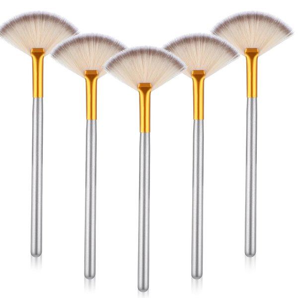 Fan Brushes Esthetician 5 Pcs Fan Facial Brushes Fan Mask Brushes Face Mask Acid Applicator Soft Facial Applicator Brushes Tools Makeup Cosmetic Multi Use For Peel Mask Makeup Mud Cream (Champagne)