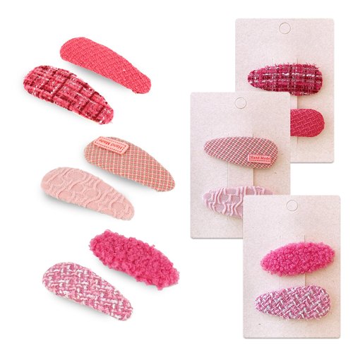 Klmfatsig hair clips, pink hair clips/6 cut hair clips, snap hair clips for women, hair clips for girls, Fabric hair clips suitable for girls and women (6 pieces)