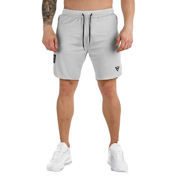 Wangdo Men's Workout Shorts 7" Running Shorts Athletic Bike Shorts Gym Shorts for Men with Zipper Pocket(Grey-L)
