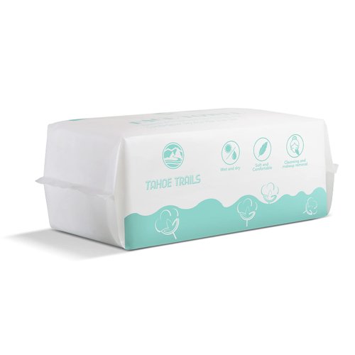 Tahoe Trails Disposable Face Towel, Soft Dry Wipe, Lint Free, Dry Wet Use for Sensitive Skin, Cotton Facial Tissue, Makeup Removing, Surface Cleaning 7.87 * 7.87inch, 80Count
