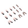 Hkanlre Coffin Press on Nails Long French Fake Bling Nails Acrylic Full Cover Leopard Print False Rhinestones Nails for Women and Girls 24PCS