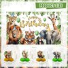 Mpanwen Jungle Safari Birthday Party Decorations, 127 Pcs Zoo Safari Animal Theme Party Supplies for Baby - Backdrop, Banner, Cake, Cupcake Toppers, Palm Leaves
