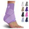 Sleeve Stars Ankle Brace for Sprained Ankle, Plantar Fasciitis Relief Ankle Support for Women, Ankle Compression Sleeve w/ Strap (Single/Light Purple)