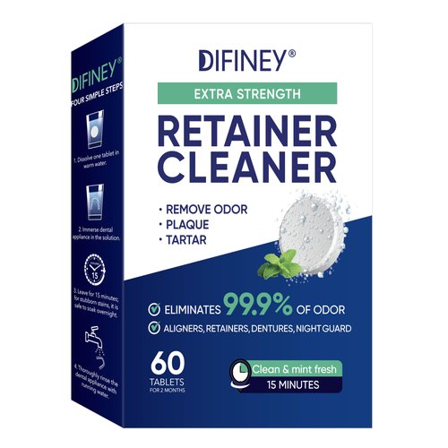Cleaner Perfect for Invisalign, Retainer, Mouth Guard, Aligner, Night Guard - Denture Cleaning Tablets Crystals - Removes Odors, Stains, Plaque -60 Fresh Mint Retainer Cleaner Tablets for Invisalign