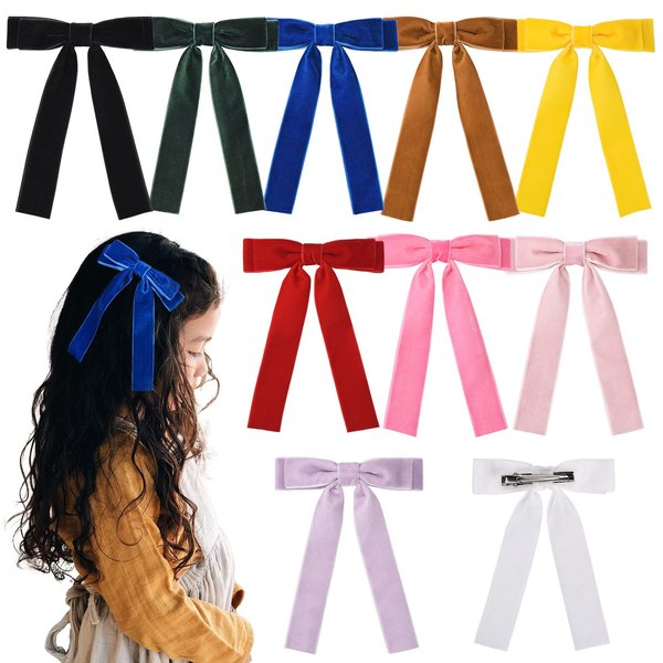 10Pcs Velvet Bows Girls Hair Clip Ribbon Accessories for Baby Toddlers Teens Kids