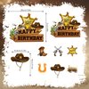 25Pcs Cowboy Birthday Party Supplies, Western Cowboy Cupcake Toppers Decoration, HorseShoe Cowboy Hats Boots Happy Birthday Cupcake Toppers Decorations, Baby Shower Kids Decorations (Cowboy)