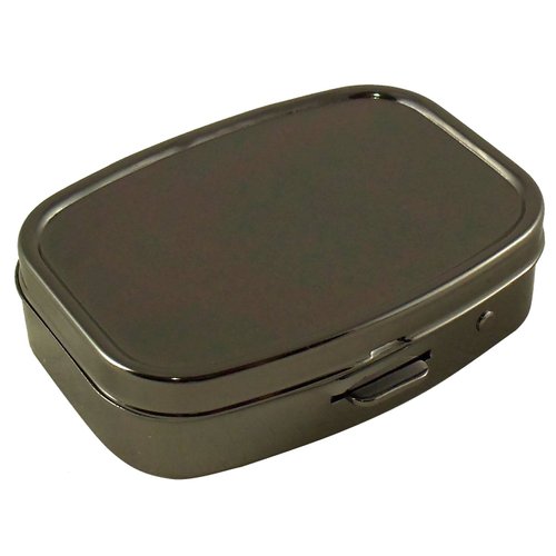 Houder Classy Gray Metal Pill Box Decorative Pill Case with Gift Box - Carry Your Meds in Style (Rectangular)