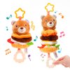 Jollybaby Baby Musical Pull String Hanging Toys for Stroller Car Seat Crib Play Gym, Plush Stuffed Hamburg Bear Toy for Carseat with Music Teether Crinkle, Sensory Toy for 0-6-12-18 Months Baby Gifts