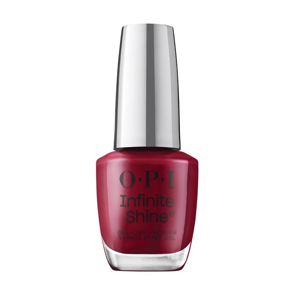 OPI Infinite Shine Long-Wear Dark Shimmer Finish Opaque Red Nail Polish, Up to 11 days of wear & Gel-Like Shine, Malaga Wine, 0.5 fl oz
