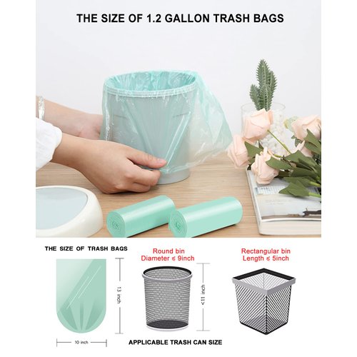 75 Counts AYOTEE Mini Garbage Bags, 1.2 Gallon Small Compostable Trash Bags, Small Garbage Bags for home, Fit 4.5 or 5 Liter Bathroom Wastebasket Can Liners(Green)