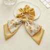 5PCS Short Hair Scarf with Ribbon Hair Bow Scrunchies Elegant Bow Hair Ties Floral Hair Scrunchies Chiffon Bowknot Hair Scrunchies for Women