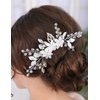 Teyglen Silver Flower Wedding Hair Comb Bridal Crystal Hair Comb Decorative Hair Accessories for Bride Rhinestone Flower Headpiece for Women Girls