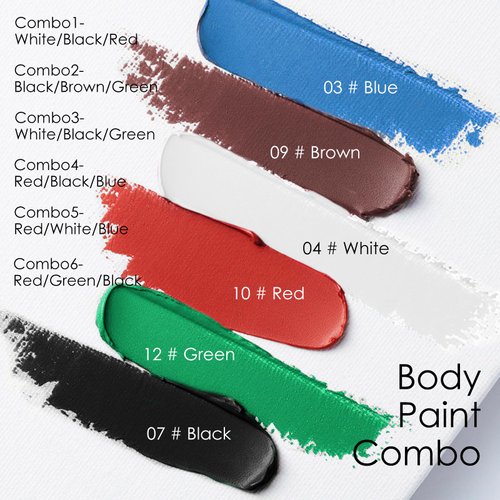 FREEORR 3 Colors Face Body Paint Stick, Eye Black Baseball Sticks Face Paint for Baseball/Football/Halloween Accessories Vampire/Joker/Clown Makeup Cream Face& Body Paint Easy to Blend-Blue/Black/Red