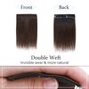 SEGO 2 Pcs Short Hair Extensions Clip in Human Hair 6 Inch 20g Hairpiece Human Hair Toppers for Women With Thinning Hair Adding Hair Volume -Dark Brown