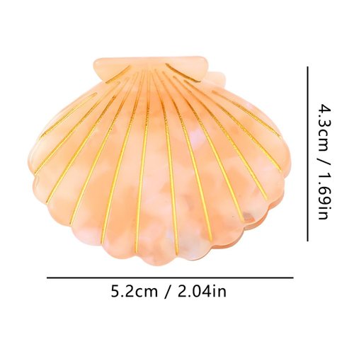 Fantasy Sea Shell Hair Clip,Acetate Hair Clip,Small Claw Clip for Women,Orange, 1 Count (Pack of 1)