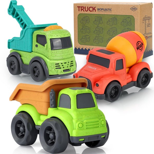 Toddler Cars Toys for 1 2 3 Year Old Boy, 3 in 1 Dump Truck Mixer Cement and Crane Toys for Baby Boy Girls, BPA Free, Phthalates Free, PVC, Outdoor Toys for Toddlers 2-4, Kids Christmas Birthday Gifts
