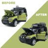 1:43 Scale 2020 Land Rover Defender 110 Model Car Kit Diecast Toy Cars Metal Alloy Vehicles, Parts Changeable, Doors Open, Black Top and Roofrack, Collection for Men, Toys for Boys Kids Gifts, Green