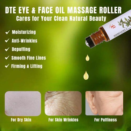Eye & Face Oil with Massage Roller Ball Coffee Beans oil Frankincense oil for Guasha, Moisturizing, Puffiness, Anti-Wrinkles, Travel Size, Christmas Gifts for Women