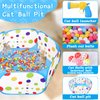 Mity rain Cat Ball Pit with Balls Included, Cat Interactive Toy for Indoor Bored Cats with Cat Ball Launcher, Jingle Balls and Pom Pom Balls, Cat Enrichment Toys, Kitten Toys for Self Playing Blue